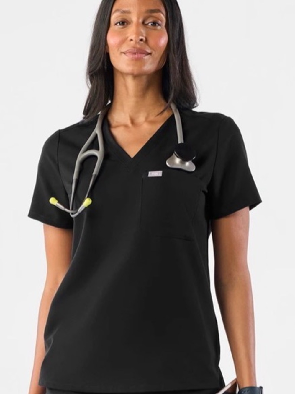 FIGS Technical Collection Black V-Neck Scrub Top Women’s Large Uniform